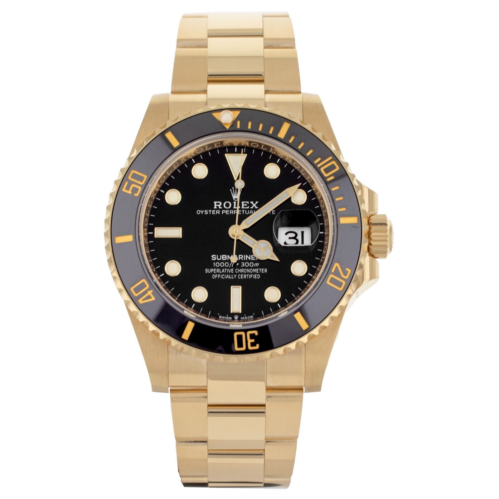 Rolex Submariner Yellow Gold Black Dial on Bracelet