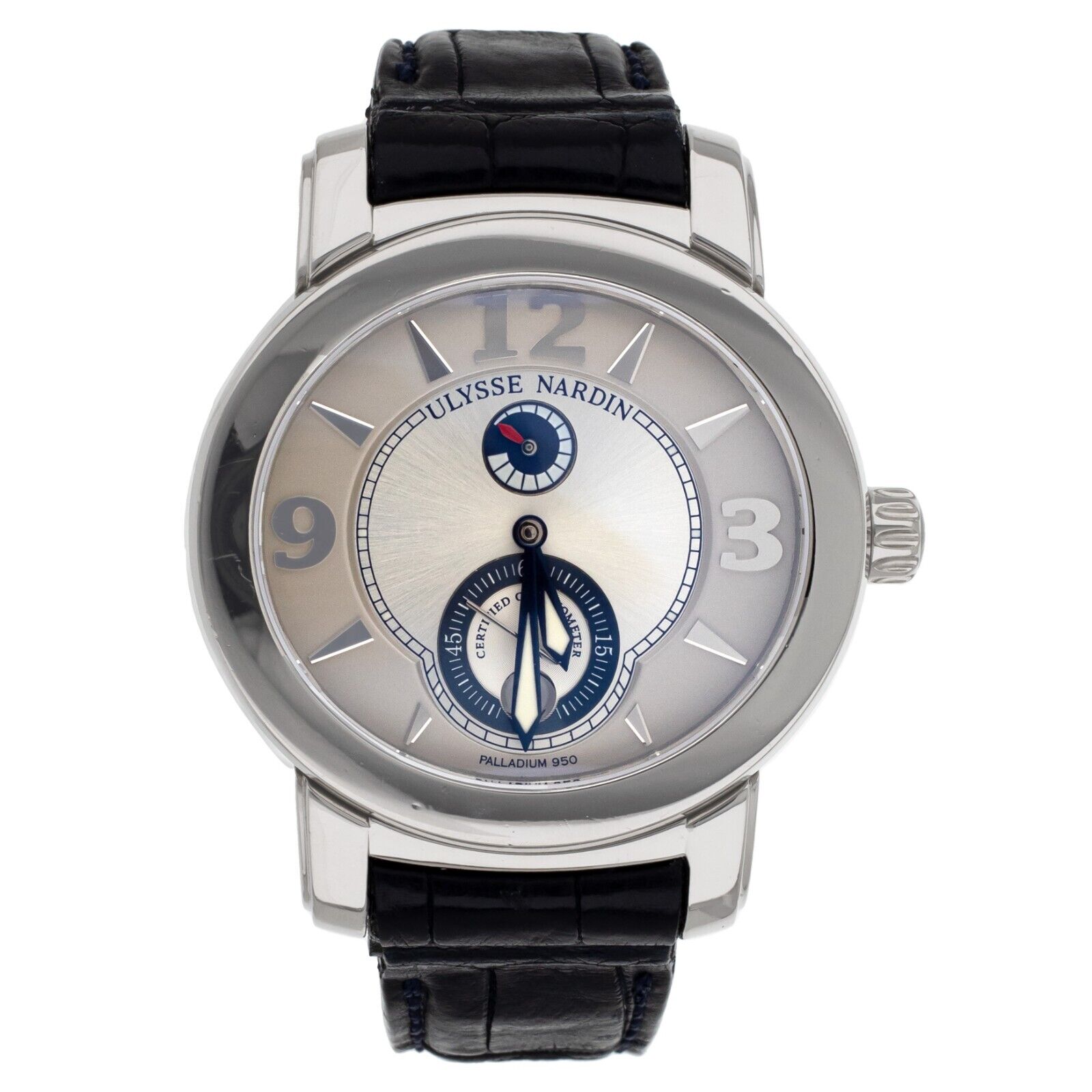 Ulysse Nardin Macho Paladium White Gold Alligator Silver Dial Watch