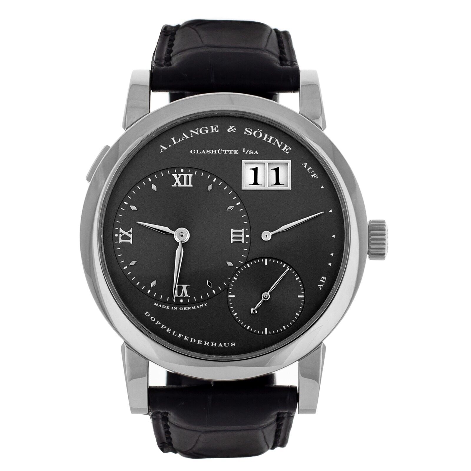 A. Lange  Sohne Lange 1 Grey Dial White Gold Manual Watch