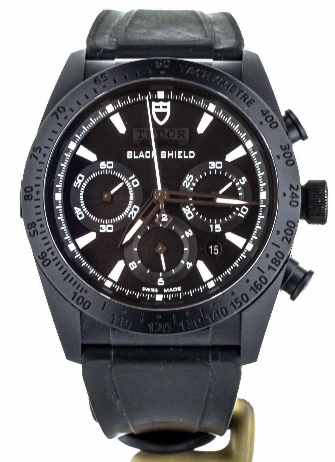 Tudor Fast Rider Black Shield Ceramic Black Dial Rubber Watch