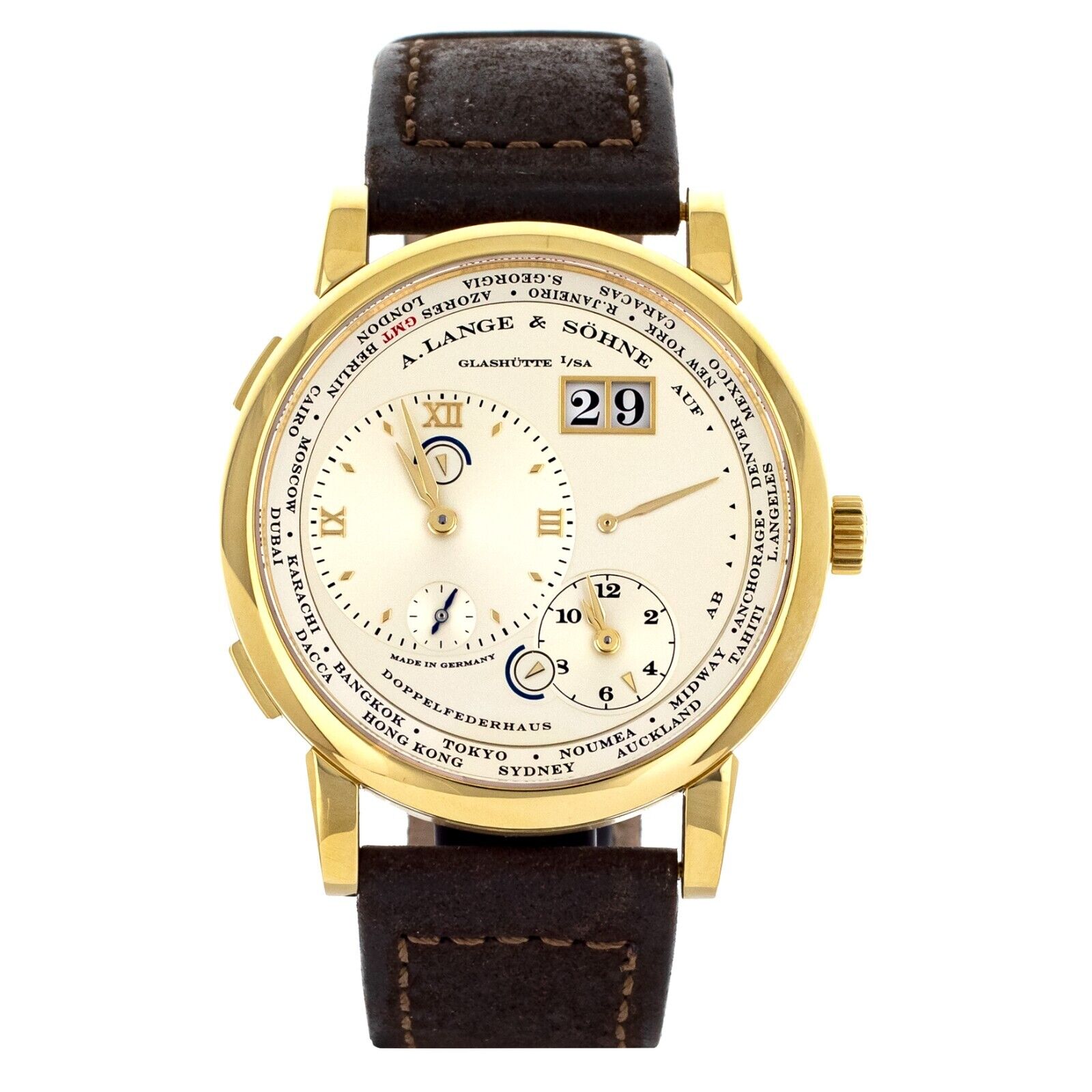 A. Lange  Söhne Lange 1 Timezone Gold Dial Yellow Gold Manual