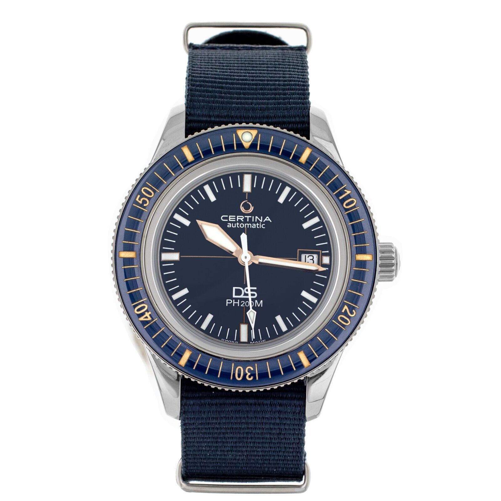 Certina DS PH200M Black Dial Stainless Steel Blue Nato