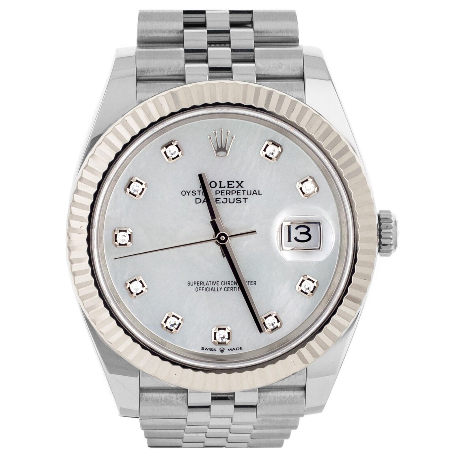 Rolex Datejust Stainless Steel Jubilee MOP Diamond Dial 41mm