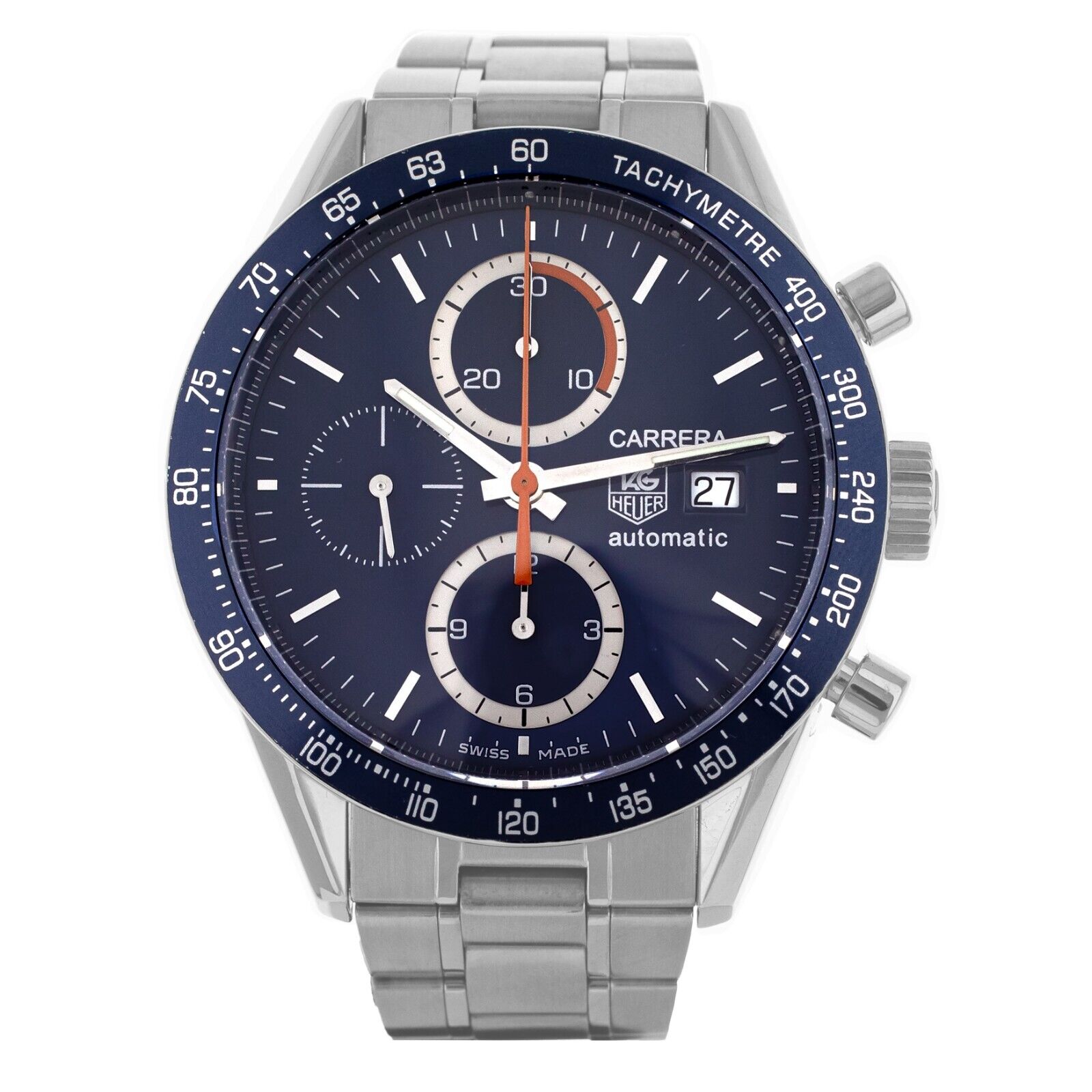 Tag Heuer Carrera Chronograph Blue Dial Stainless Steel Bracelet