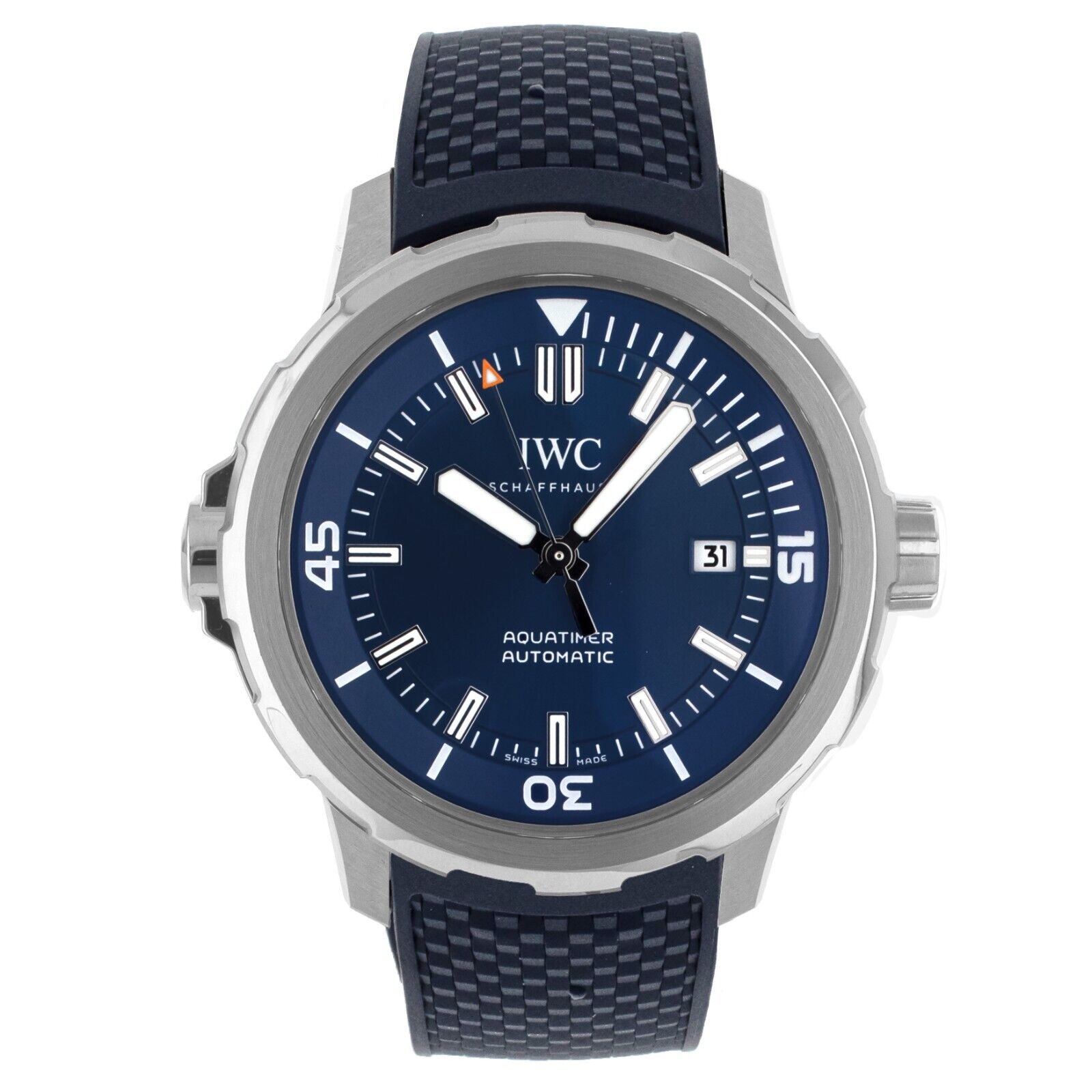 IWC Aquatimer Blue Dial Steel Blue Rubber Strap Automatic