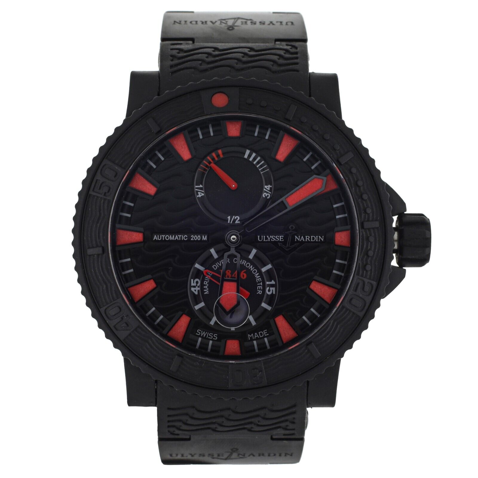Ulysse Nardin Maxi Marine Diver Black Red Dial Rubber Clad