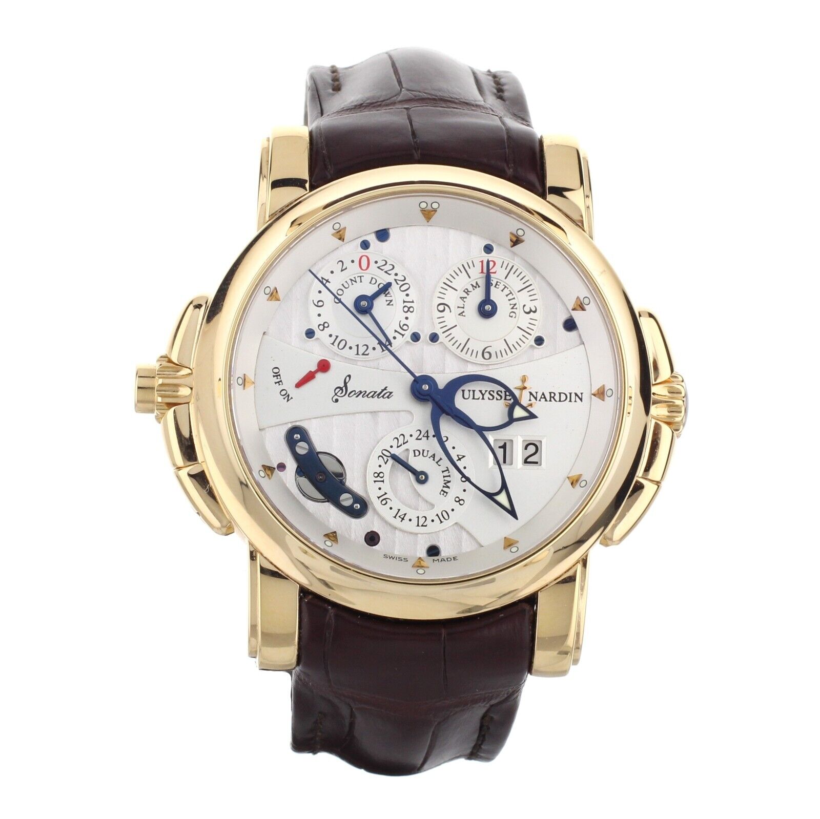 Ulysse Nardin Sonata Cathedral GMT Alarm Rose Gold White Dial Watch