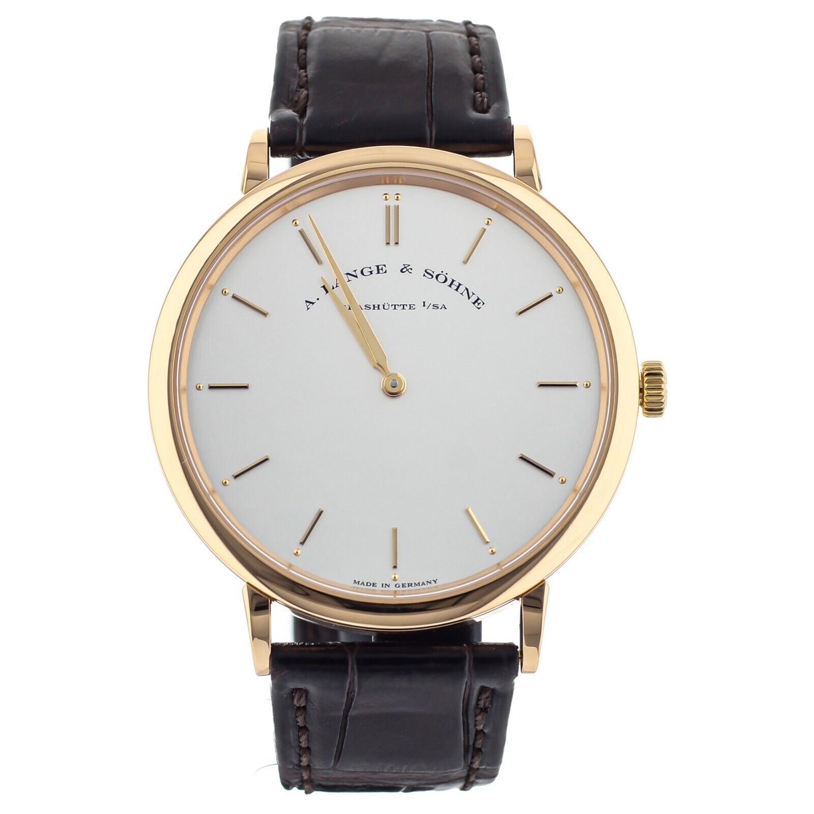 A.Lange  Sohne Saxonia Thin Silver Dial Rose Gold Manual Watch