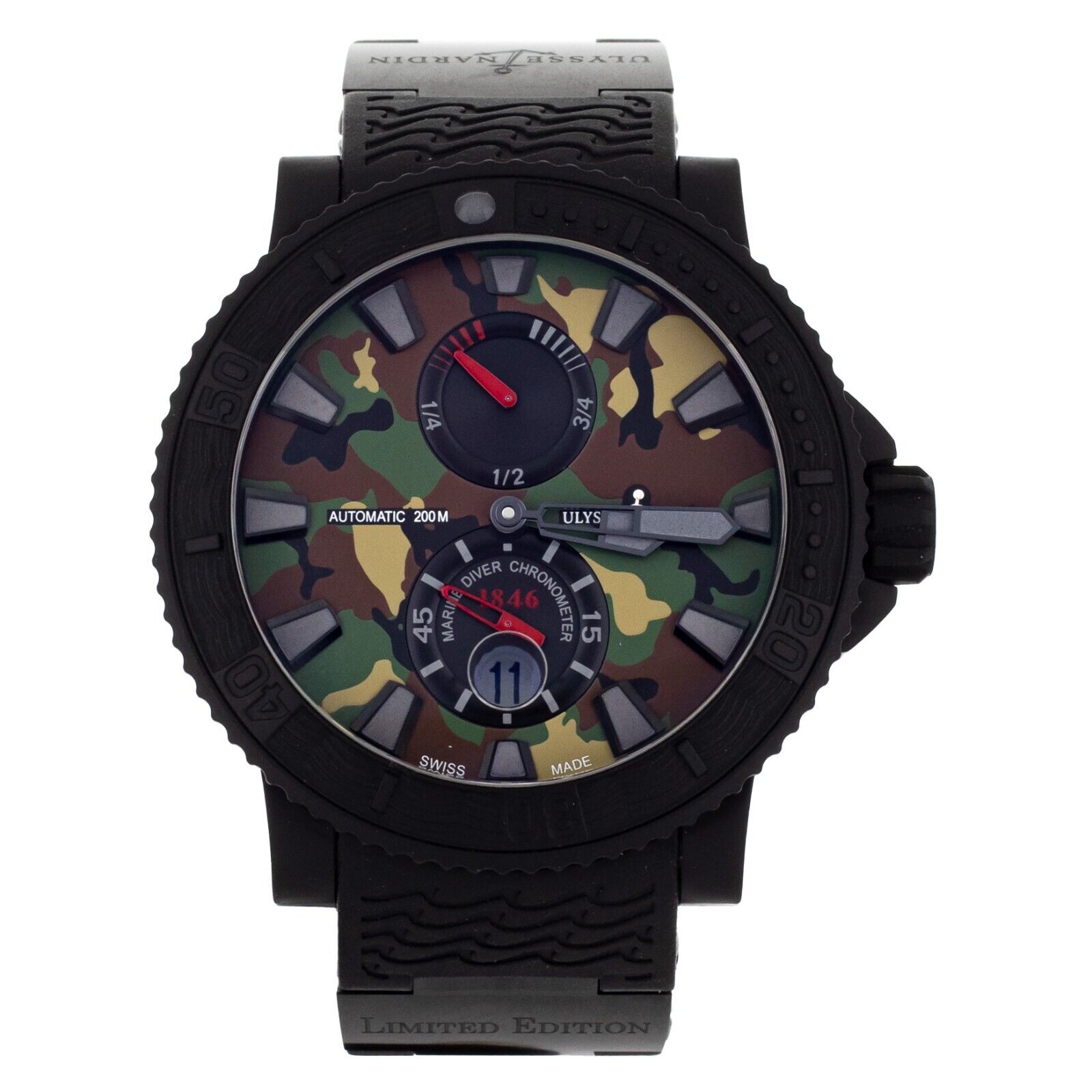 Ulysse Nardin Maxi Marine Camouflage Stainless Steel Rubber Watch