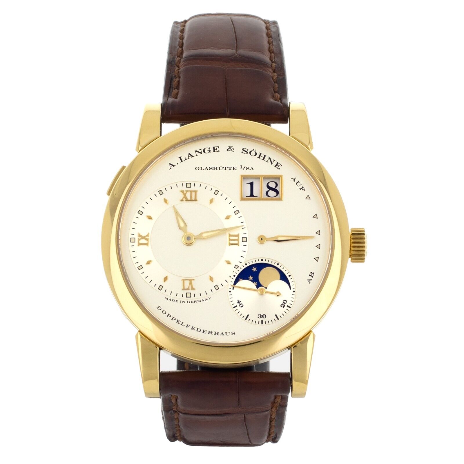 A. Lange  Sohne Lange Moon Phase Yellow Gold Manual Winding