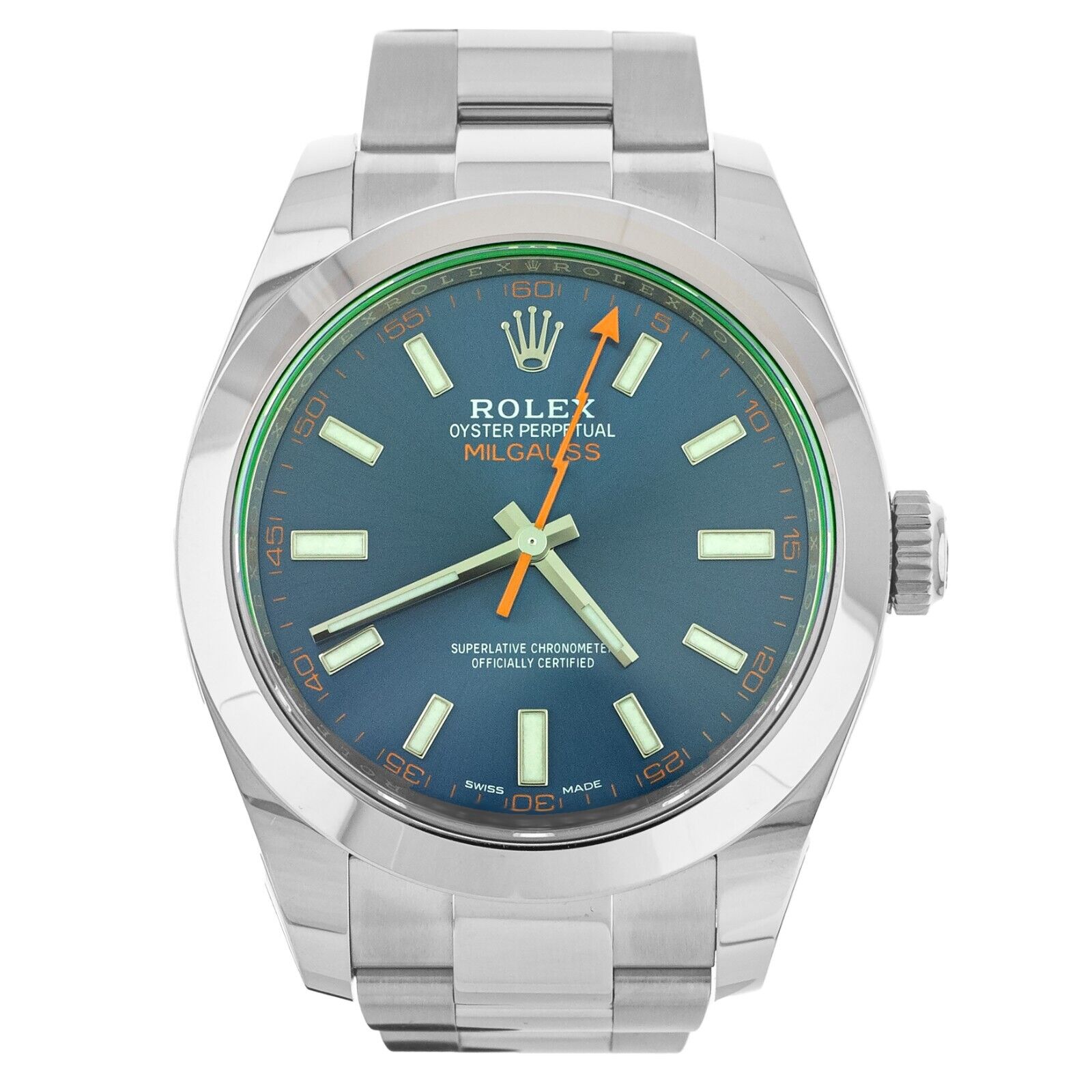 Rolex Milgauss Blue Dial Stainless Steel Oyster Bracelet Watch