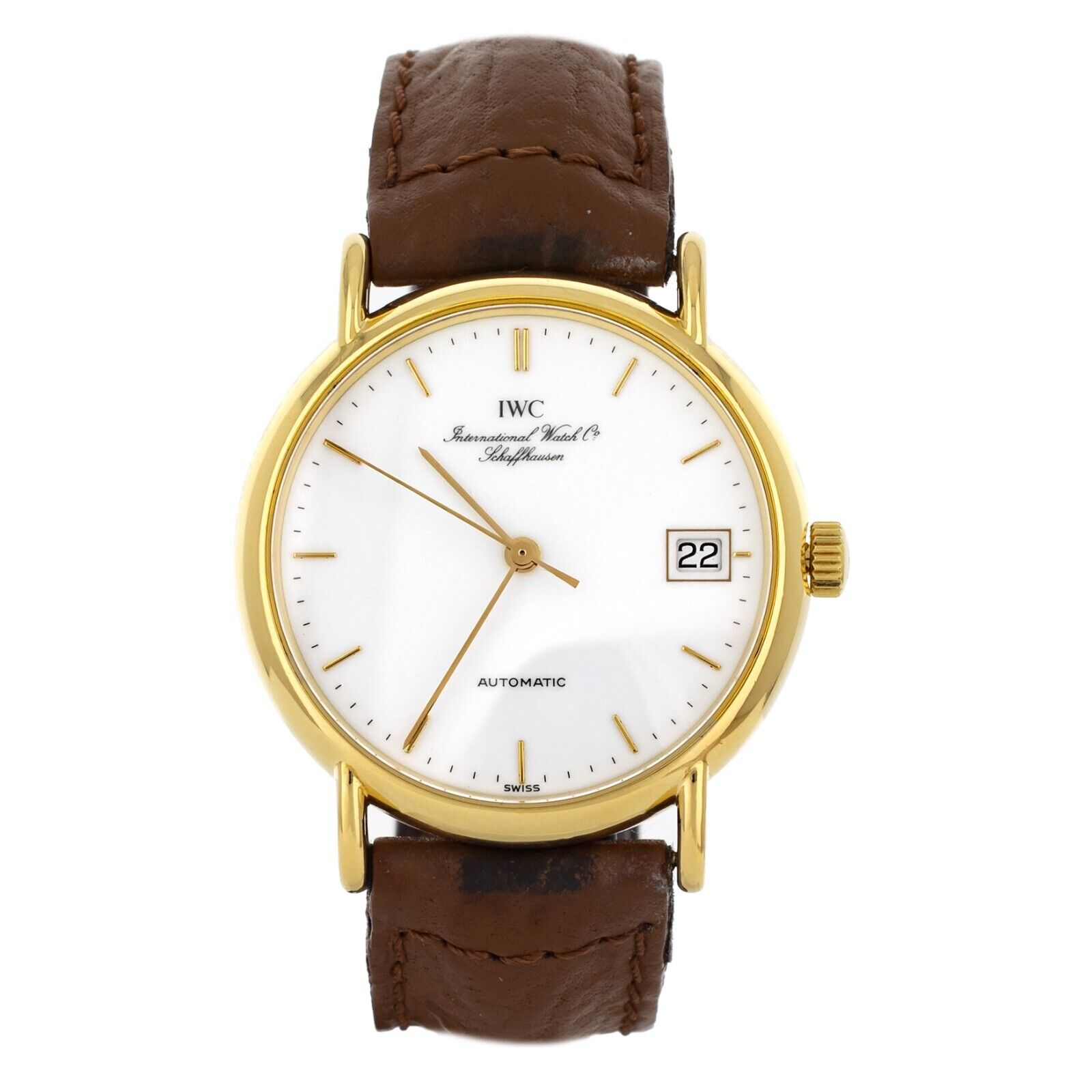 IWC Portofino White Dial Yellow Gold Case Leather Strap Automatic Watch |  IWC | Buy at TrueFacet