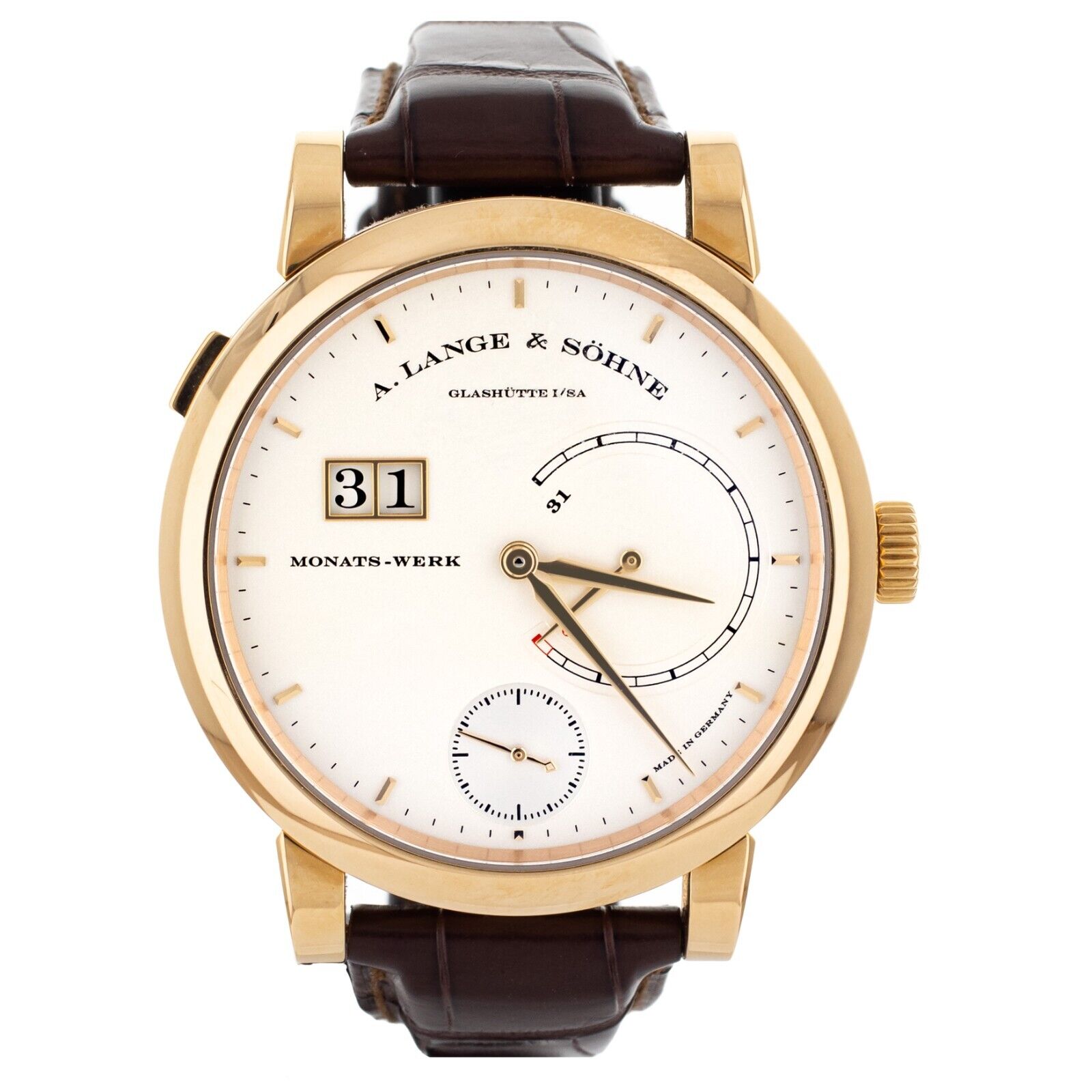 A. Lange  Sohne Lange 31 Rose Gold Silver Dial 46mm Manual Watch