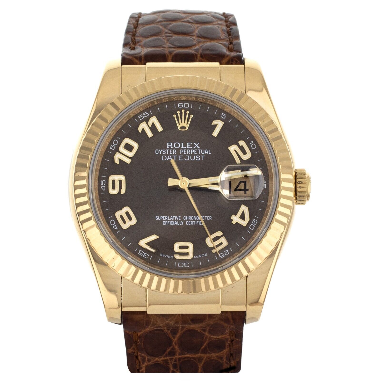 Rolex Datejust Yellow Gold Brown Dial Deployant