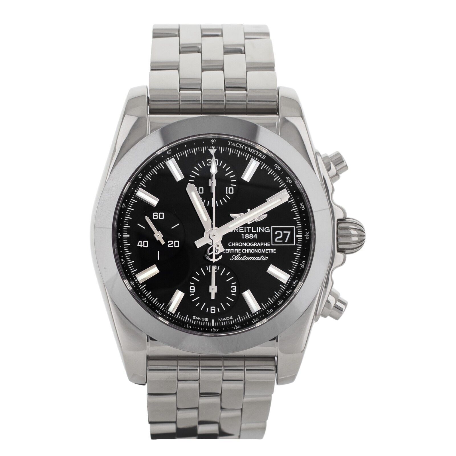 Breitling Chronomat   Chronograph Black Dial Stainless Steel