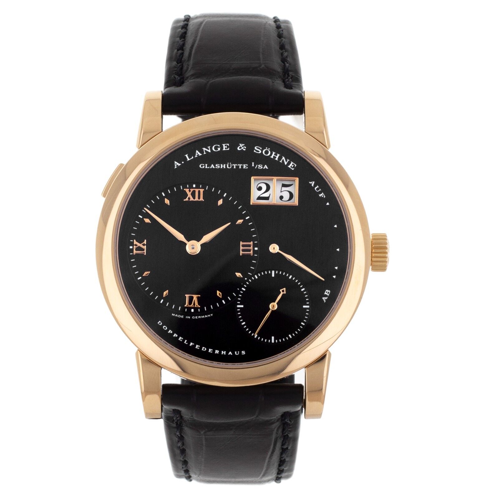 A. Lange  Sohne Lange 1 Rose Gold Black Dial Manual