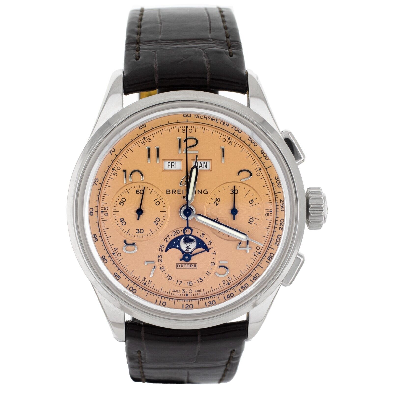 Breitling Premier  Datora Salmon Dial Stainless Steel