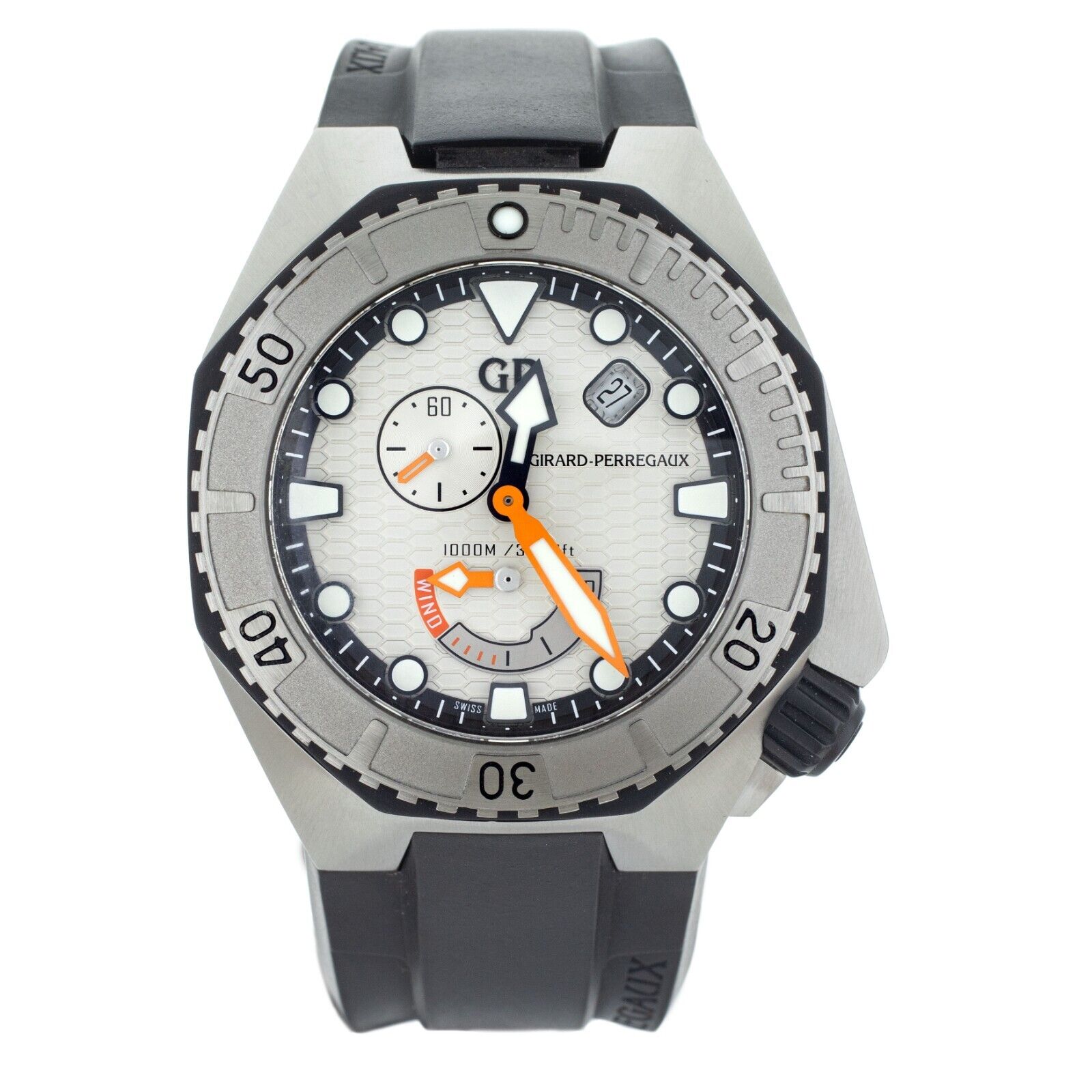 Girard Perregaux Sea Hawk Stainless Steel Silver Dial Orange Rubber