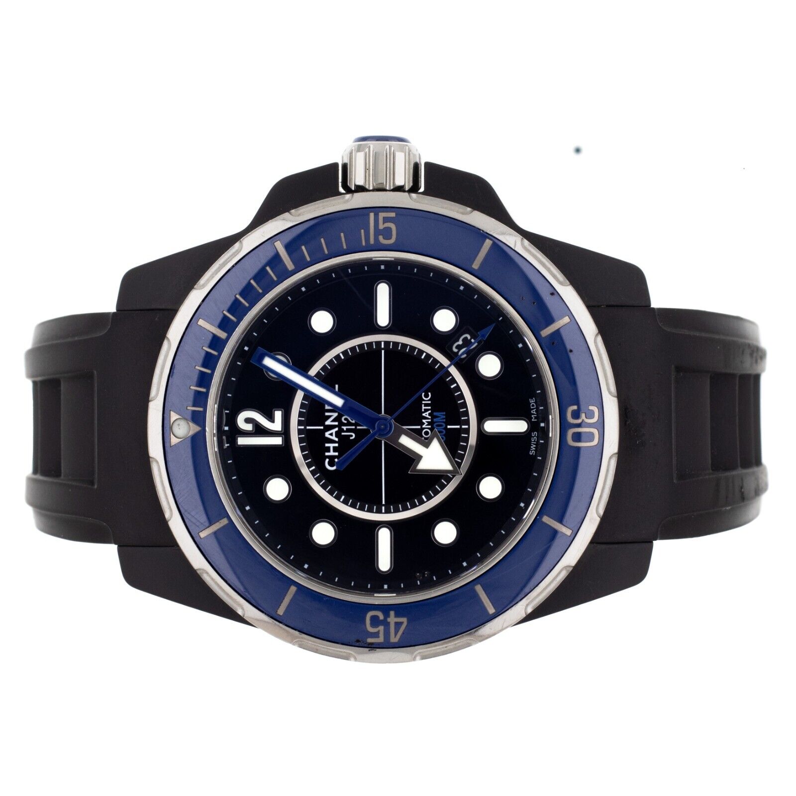 Chanel J12 Marine Black Ceramic Blue Bezel Rubber | CHANEL  display picture 2