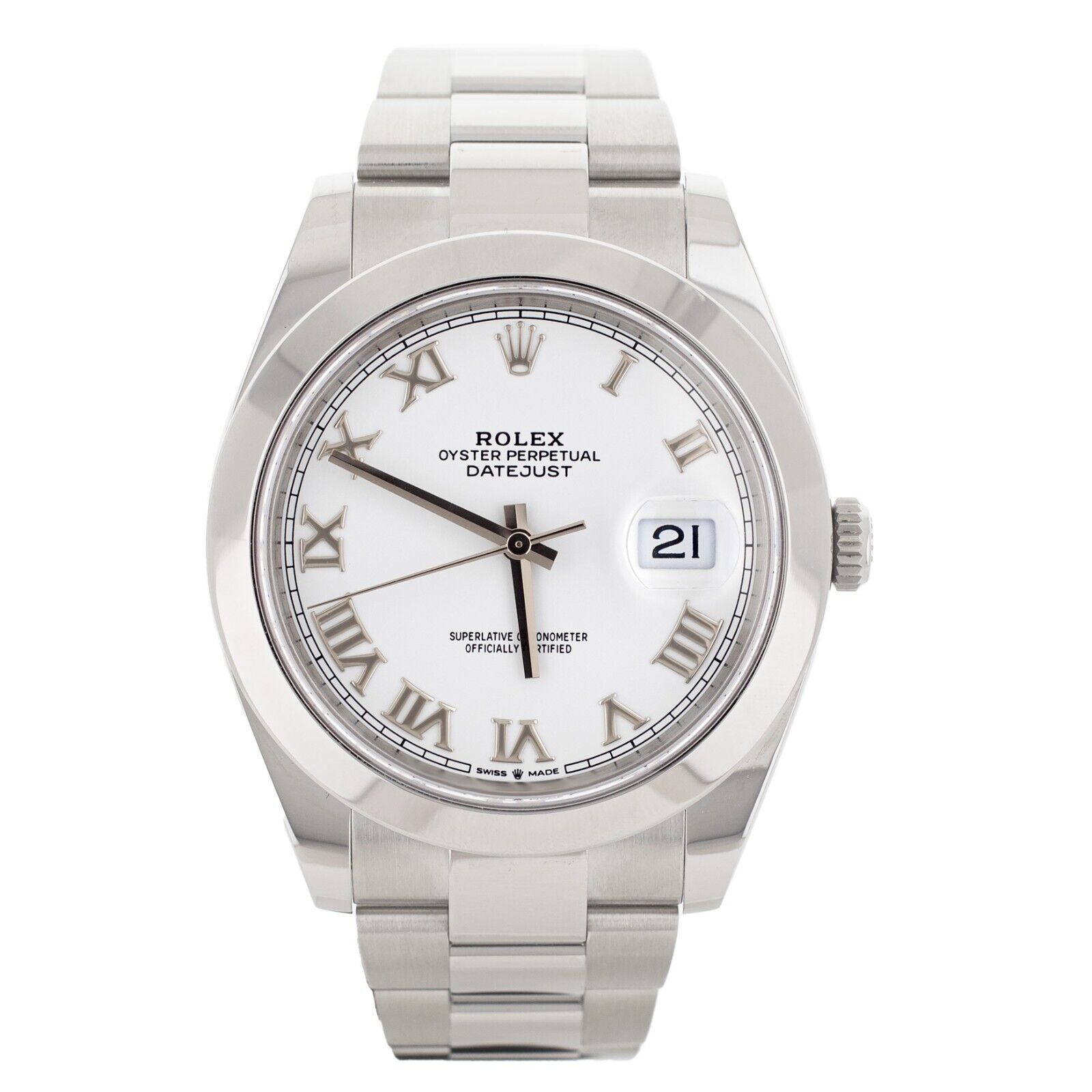 Rolex Datejust 41 White Roman Dial Stainless Steel Oyster