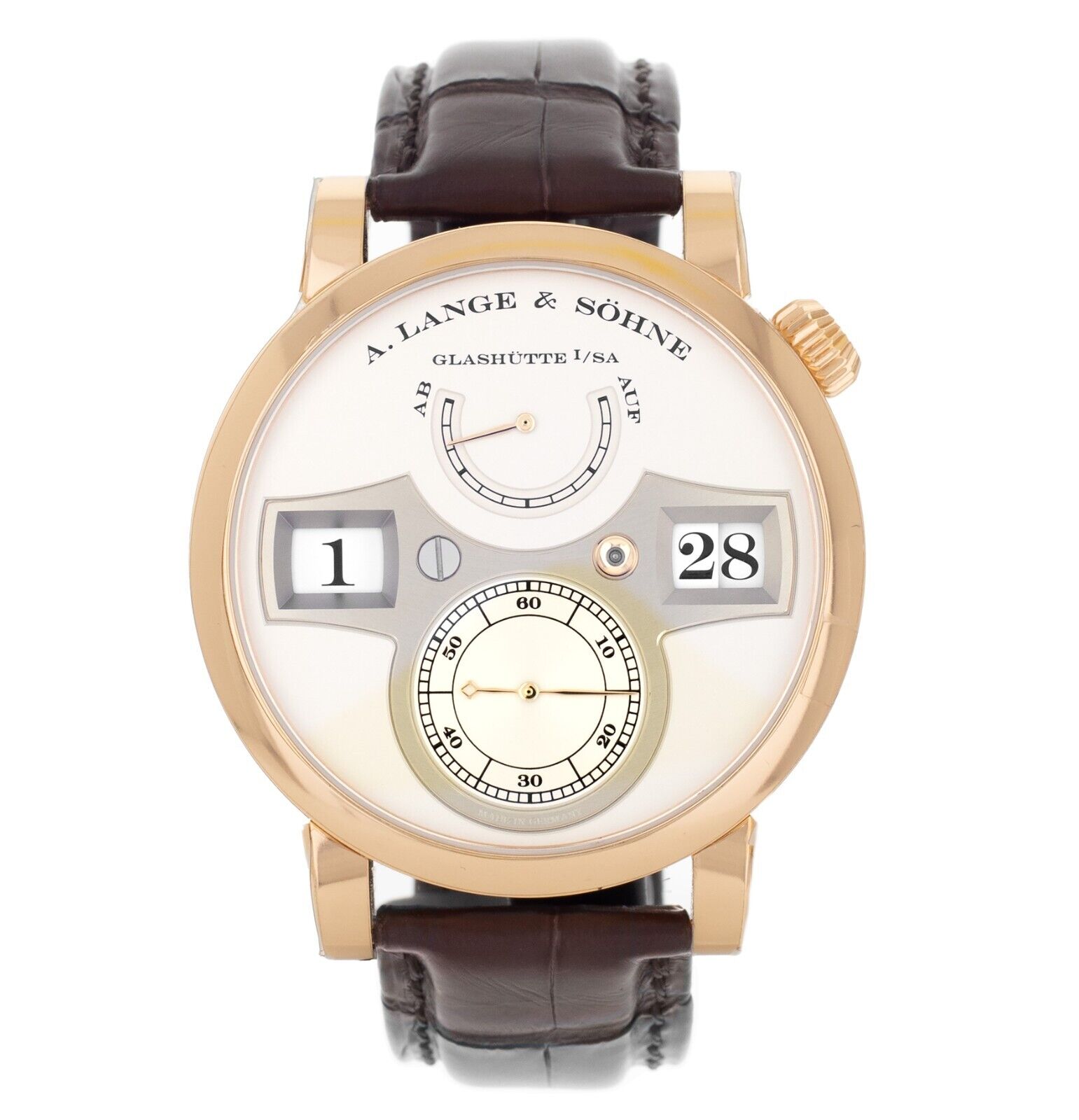 A. Lange  Sohne Zeitwerk Rose Gold Silver Dial