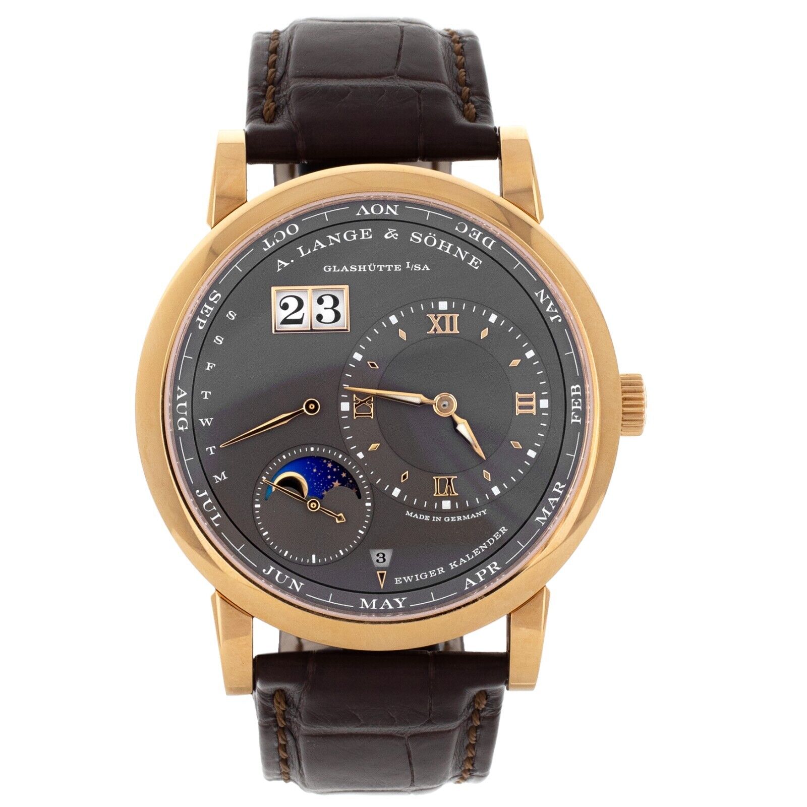 A. Lange  Sohne Lange 1 Perpetual Calendar Rose Gold Gray