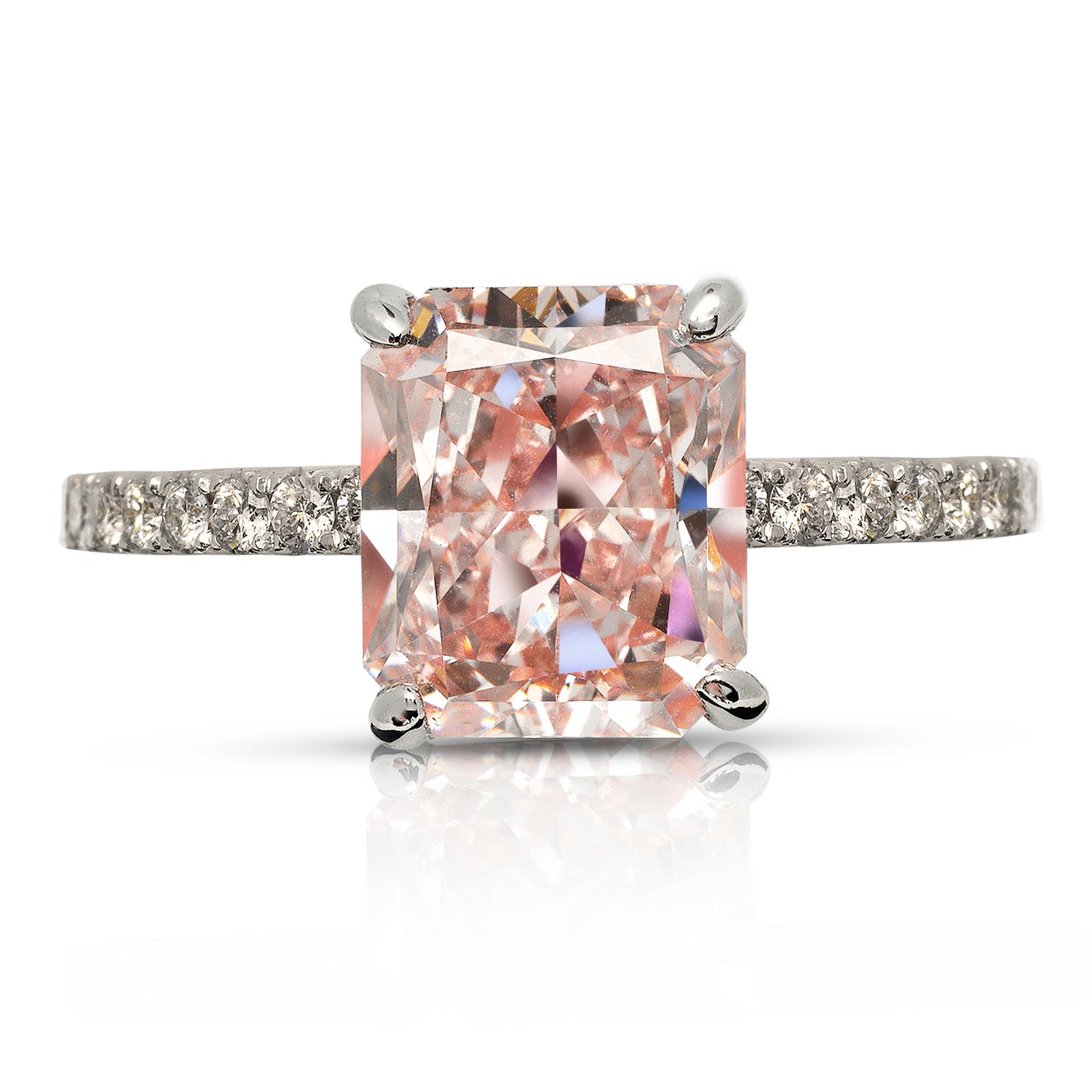 3 CARAT RADIANT CUT FANCY INTENSE PINK COLOR VVS2 CLARITY DIAMOND ENGAGEMENT RING 18K WHITE GOLD GIA CERTIFIED 3 CT FIP VVS2