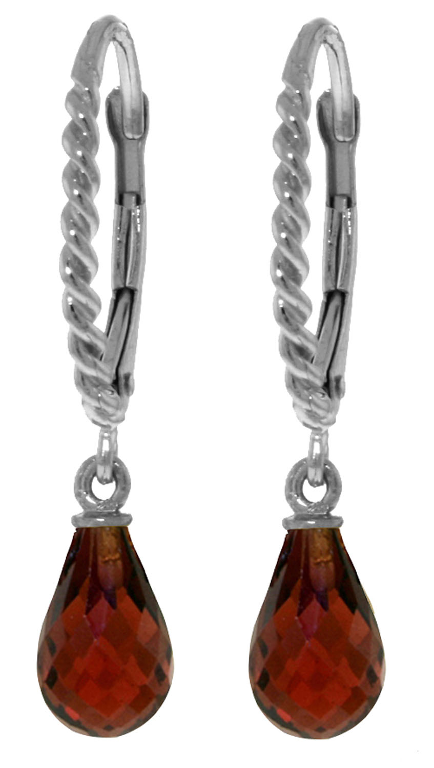 3 CTW 14K Solid White Gold Leverback Earrings Briolette Garnet