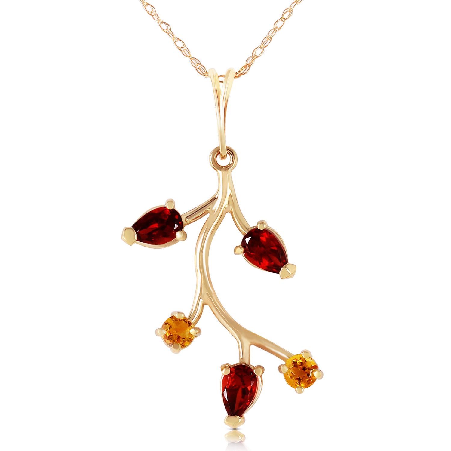 0.95 CTW 14K Solid Gold Infinite Passion Garnet Citrine Necklace