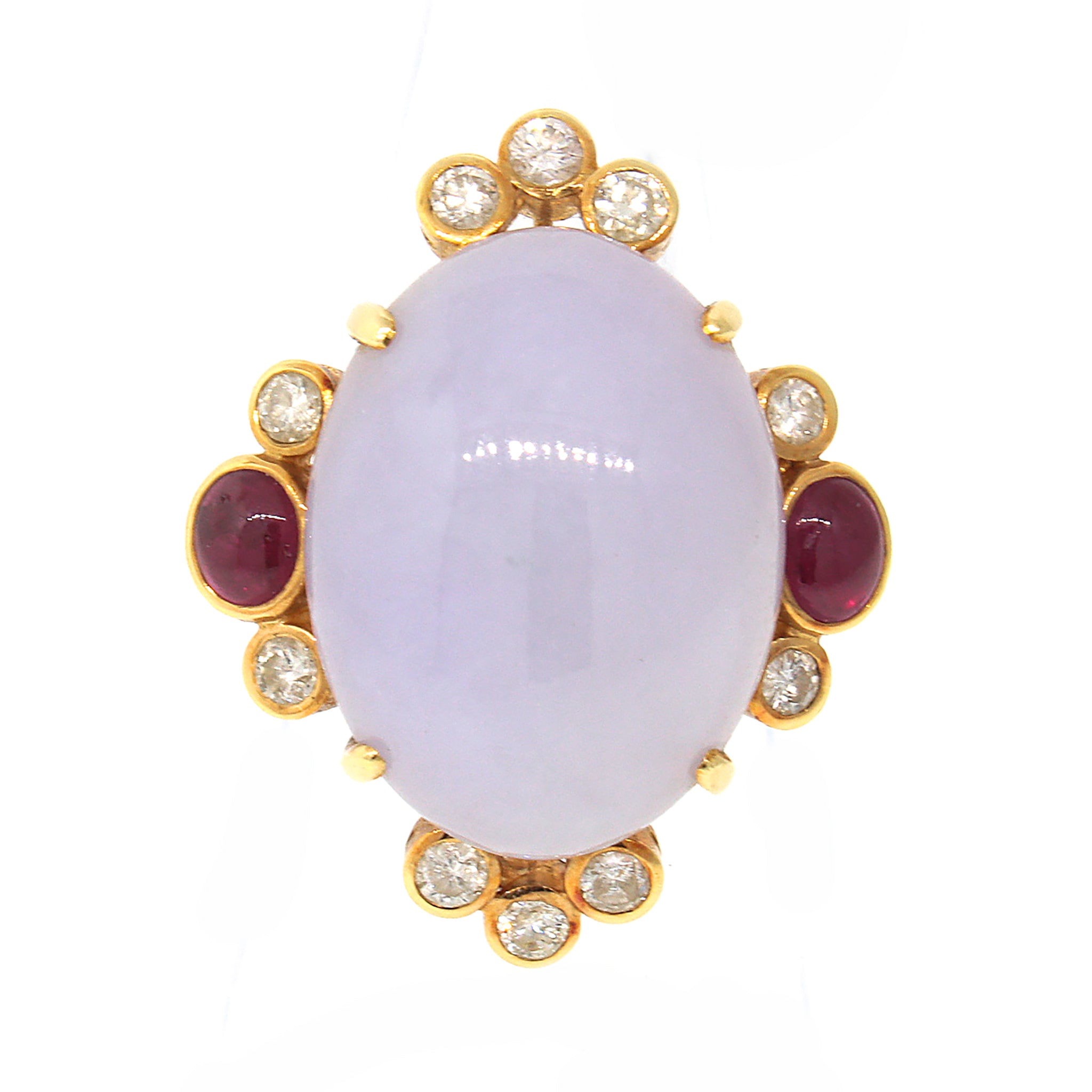 Lavender Jade, Ruby and Diamond Ring