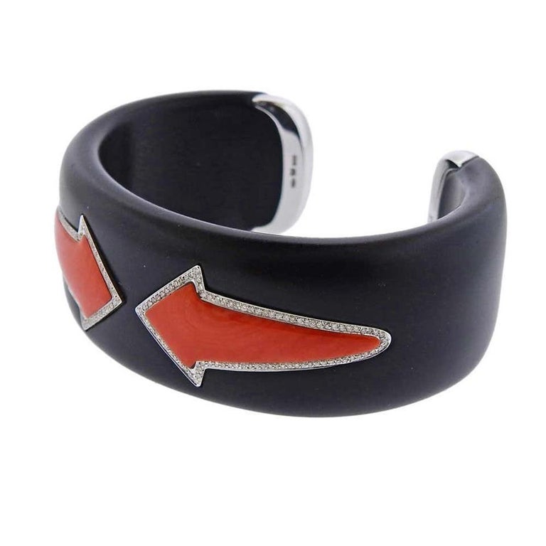 Enigma Gianni Bulgari Coral Jet Diamond Gold Bracelet