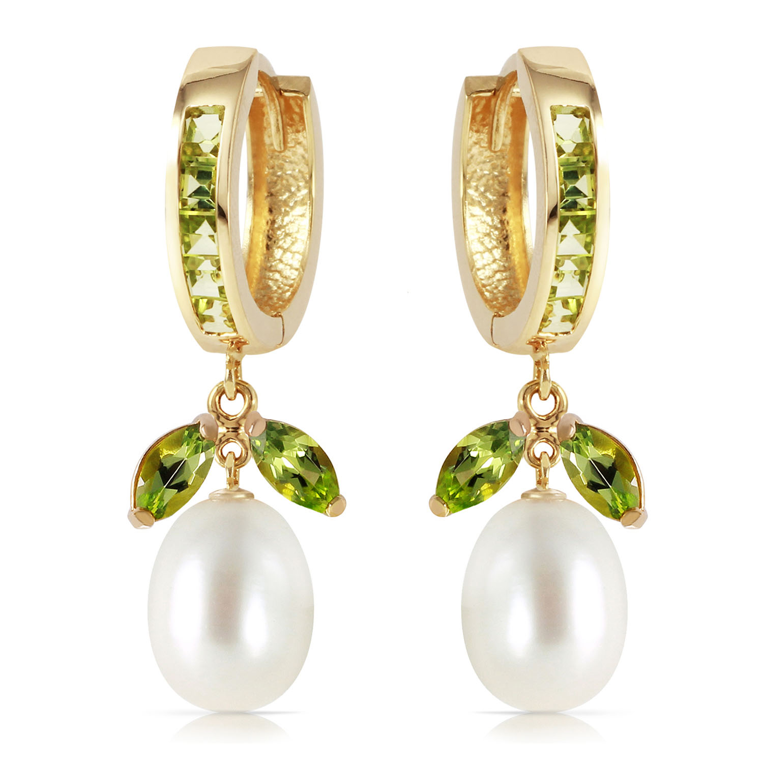 10.3 CTW 14K Solid Gold Majorca Peridot Cultured Pearl Earrings