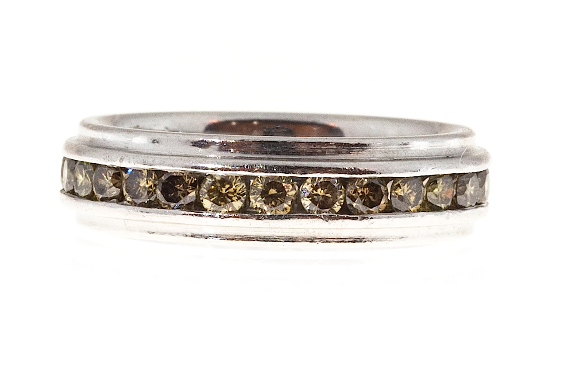 Vintage Platinum With 0.78cts Deep Fancy Champagne Diamond Ring Size 5.25