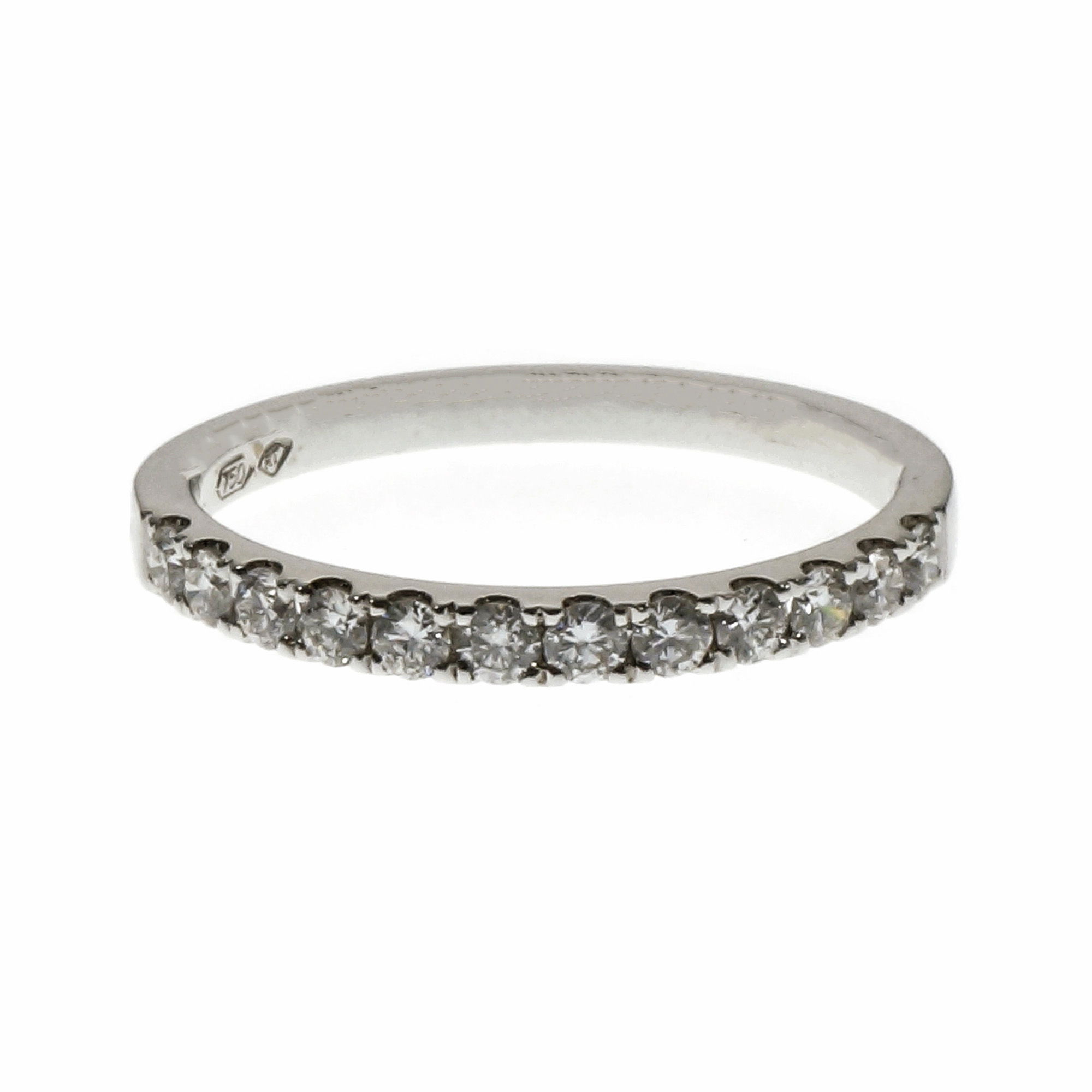 18K White Gold with 12 Diamond Band Ring Size 6.75
