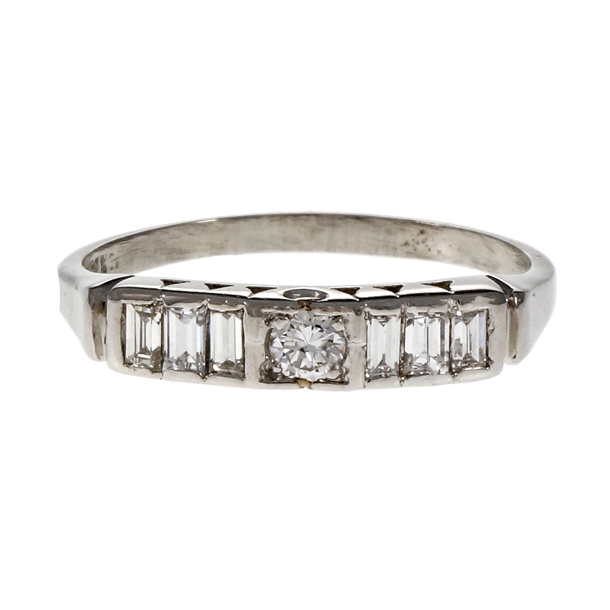 Platinum with Diamond Wedding Band Ring Size 7