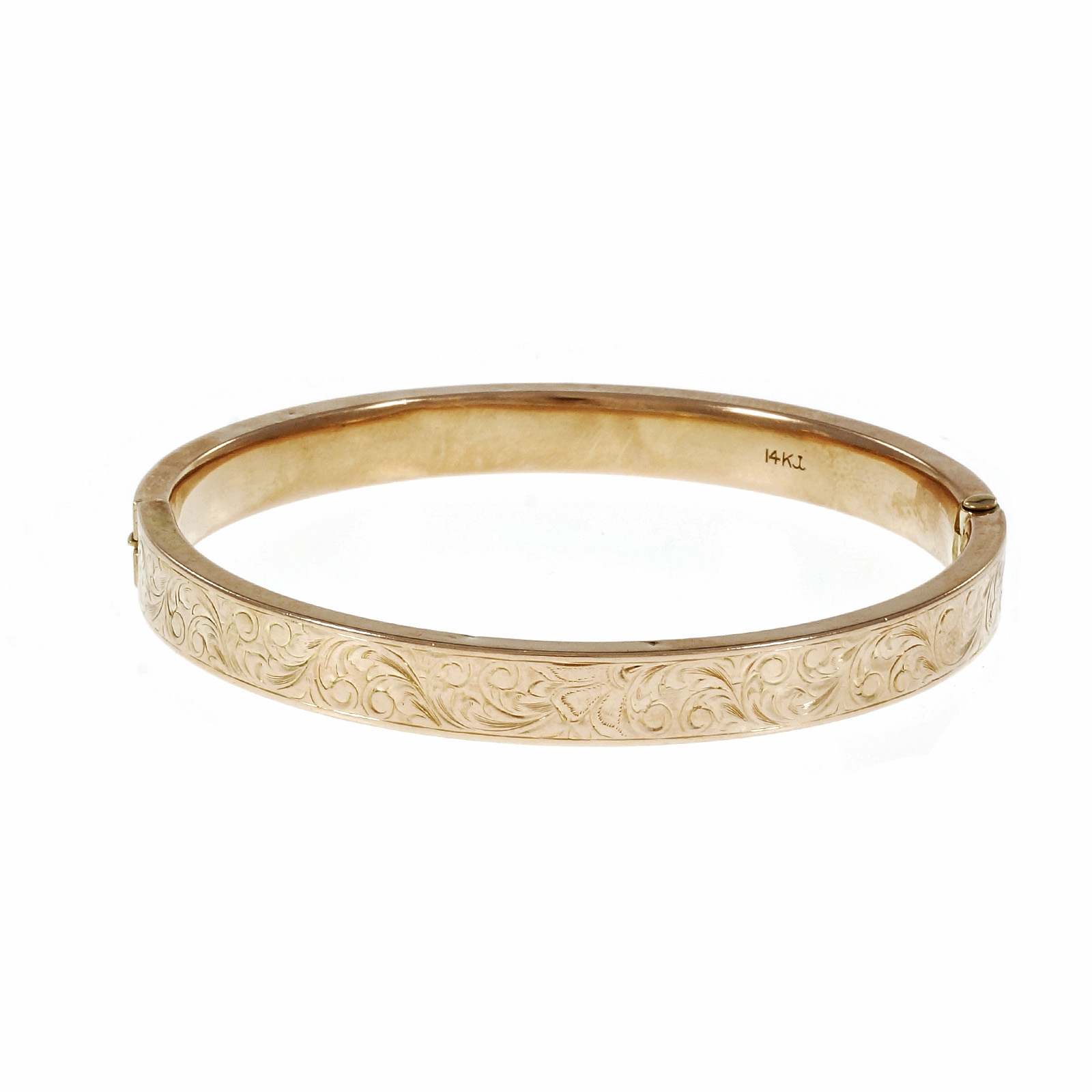 14K Rose Gold Victorian Krementz Bangle Bracelet 