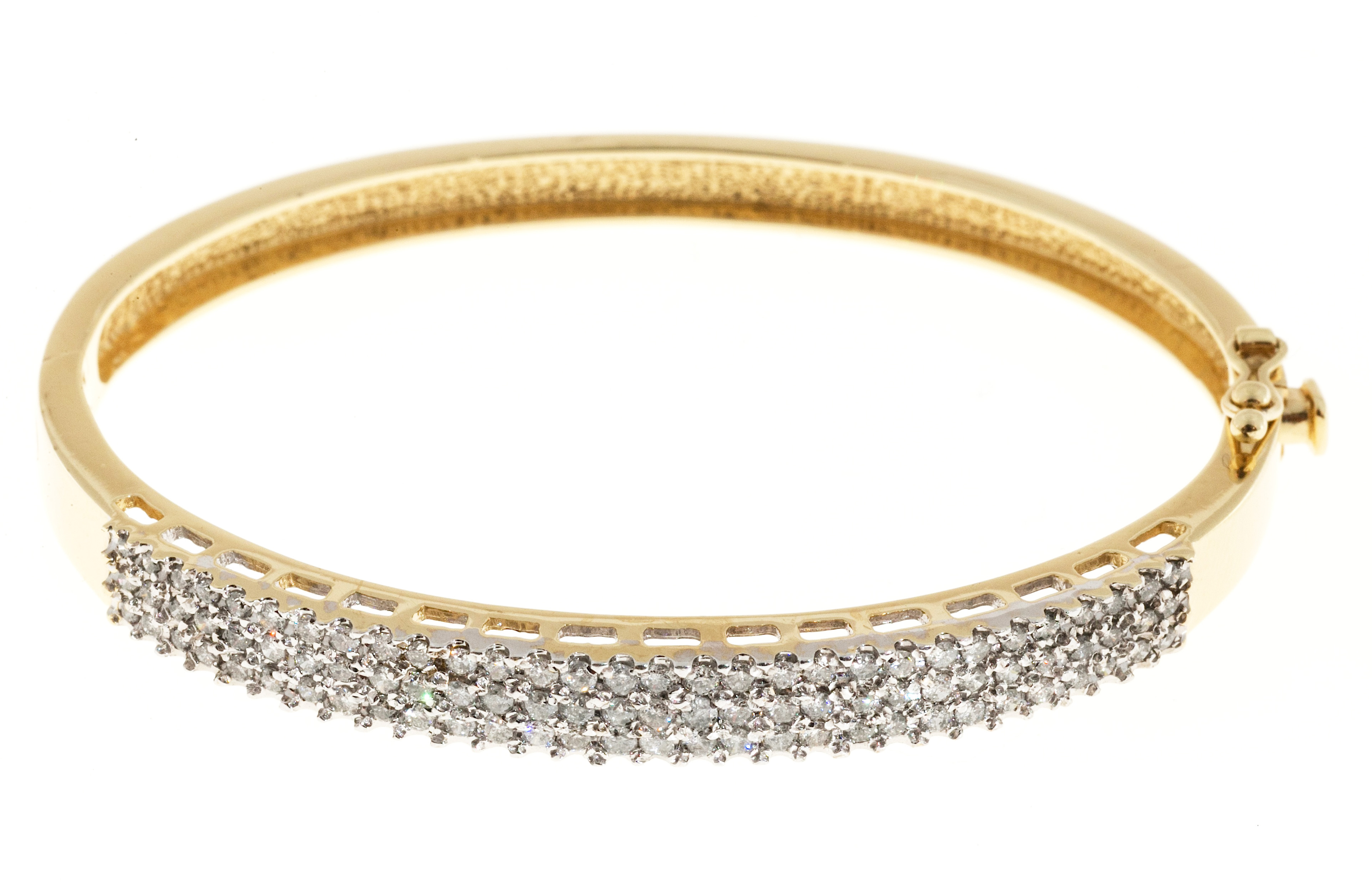 14K Yellow and White Gold with 1.80ct Diamond Bangle Bracelet