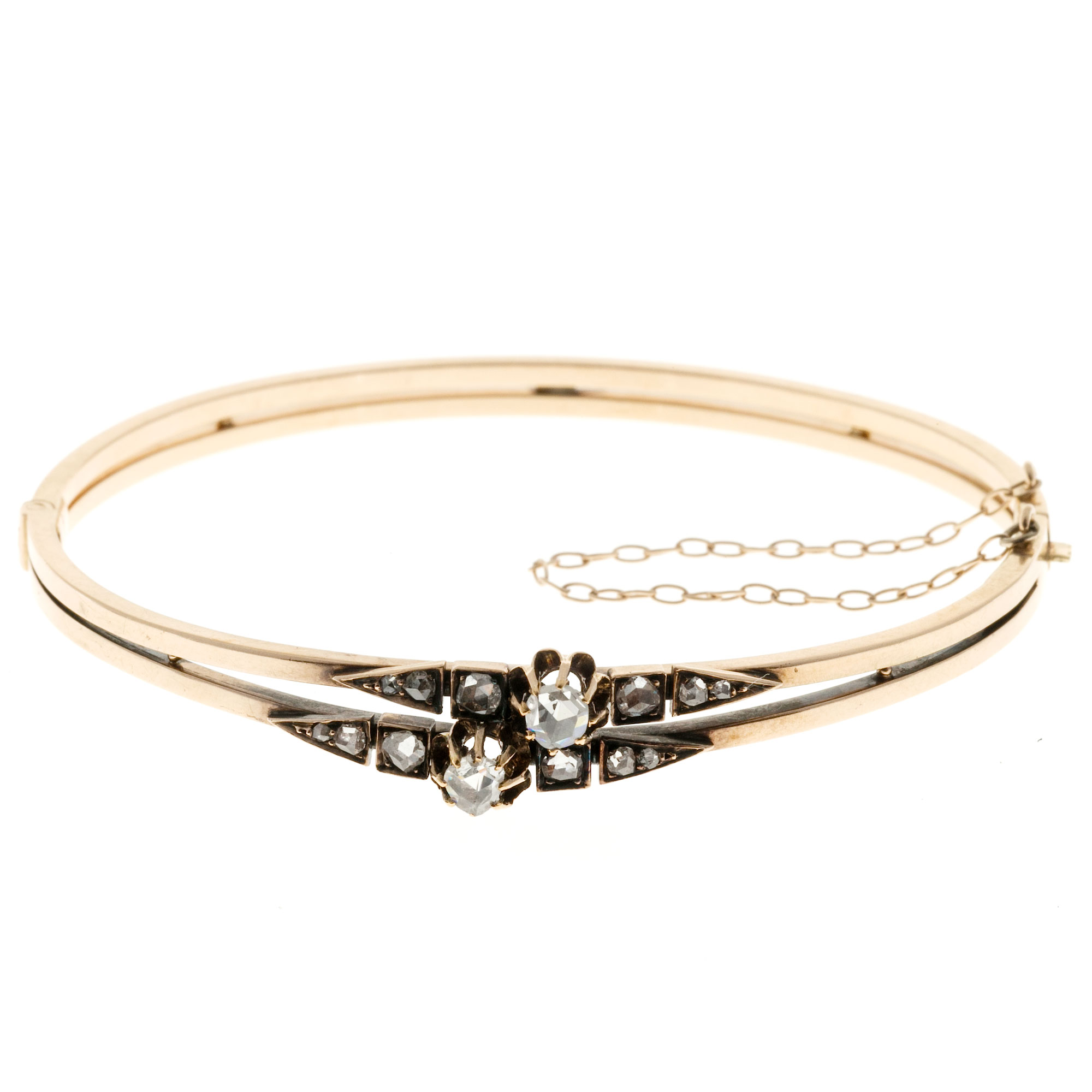 14K Rose Gold with 0.25ct Diamond Bangle Bracelet