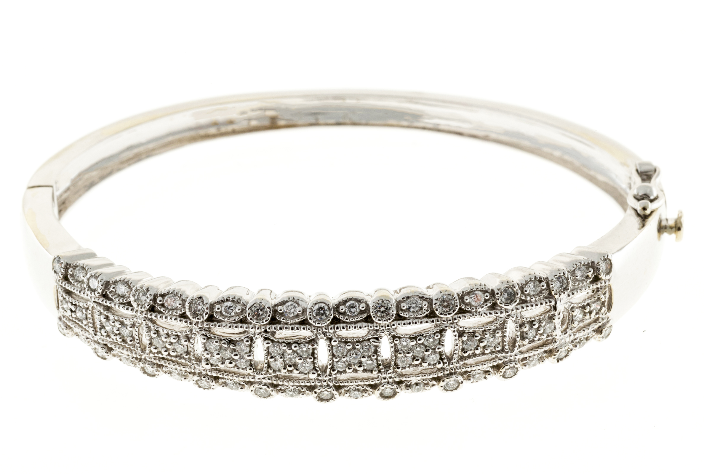 14K White Gold with 1.20ct Diamond Bangle Bracelet