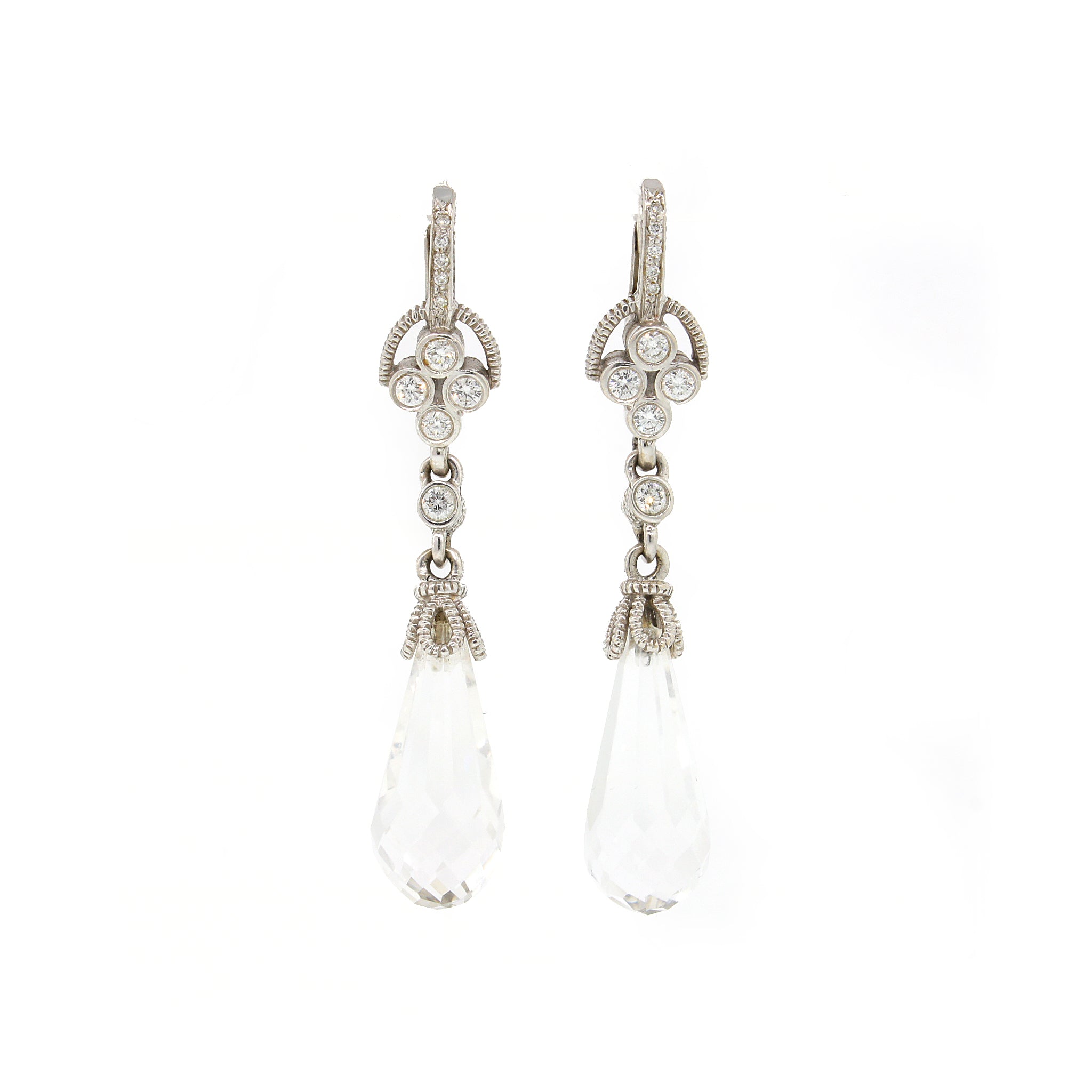 Judith Ripka White Topaz Briolette Hanging Earrings