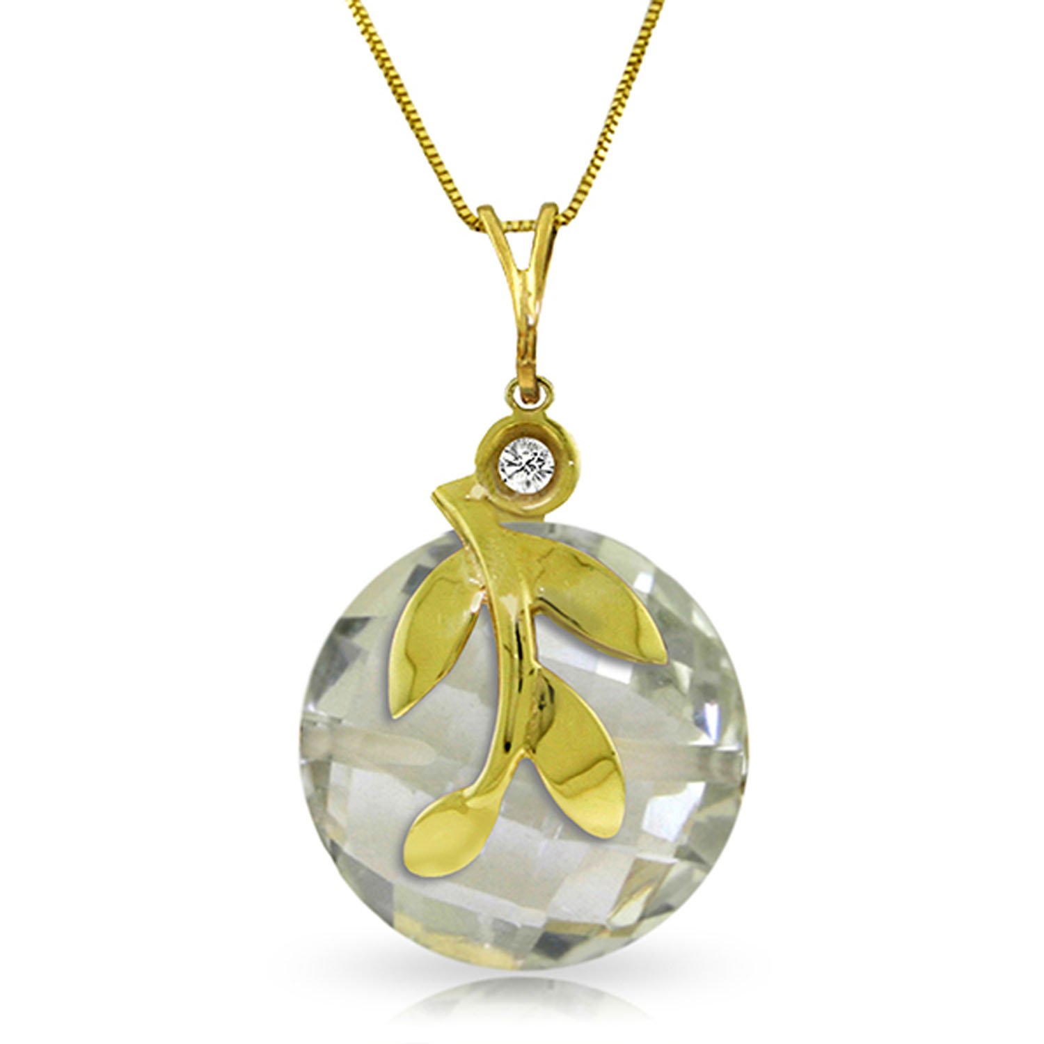 5.32 CTW 14K Solid Gold Necklace Natural Green Amethyst Diamond