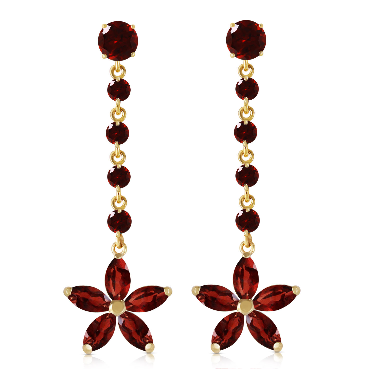 4.8 CTW 14K Solid Gold Stardrop Garnet Earrings
