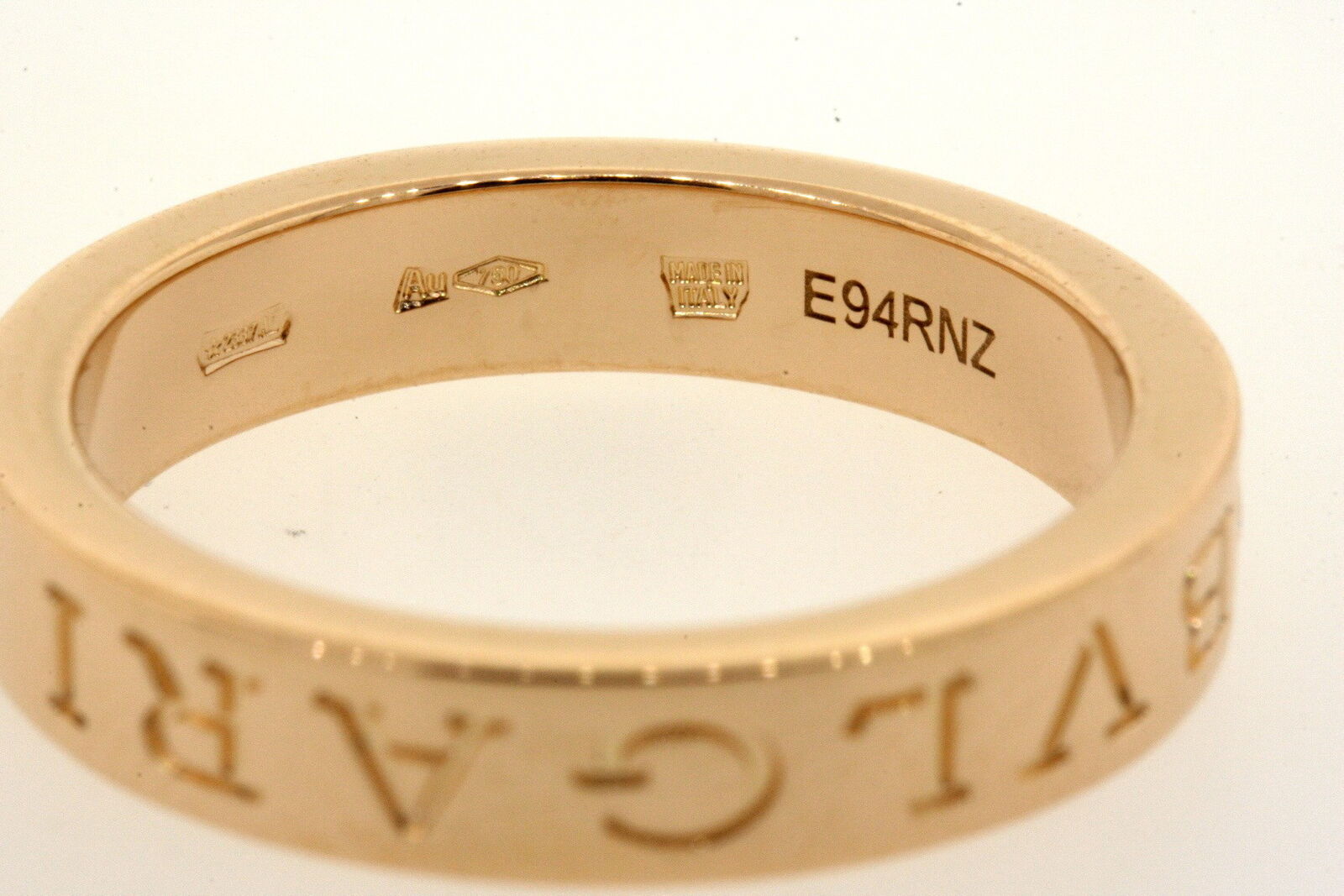 Bulgari Bvlgari 18k Rose Gold Diamond Band Ring Signature size 7.75 