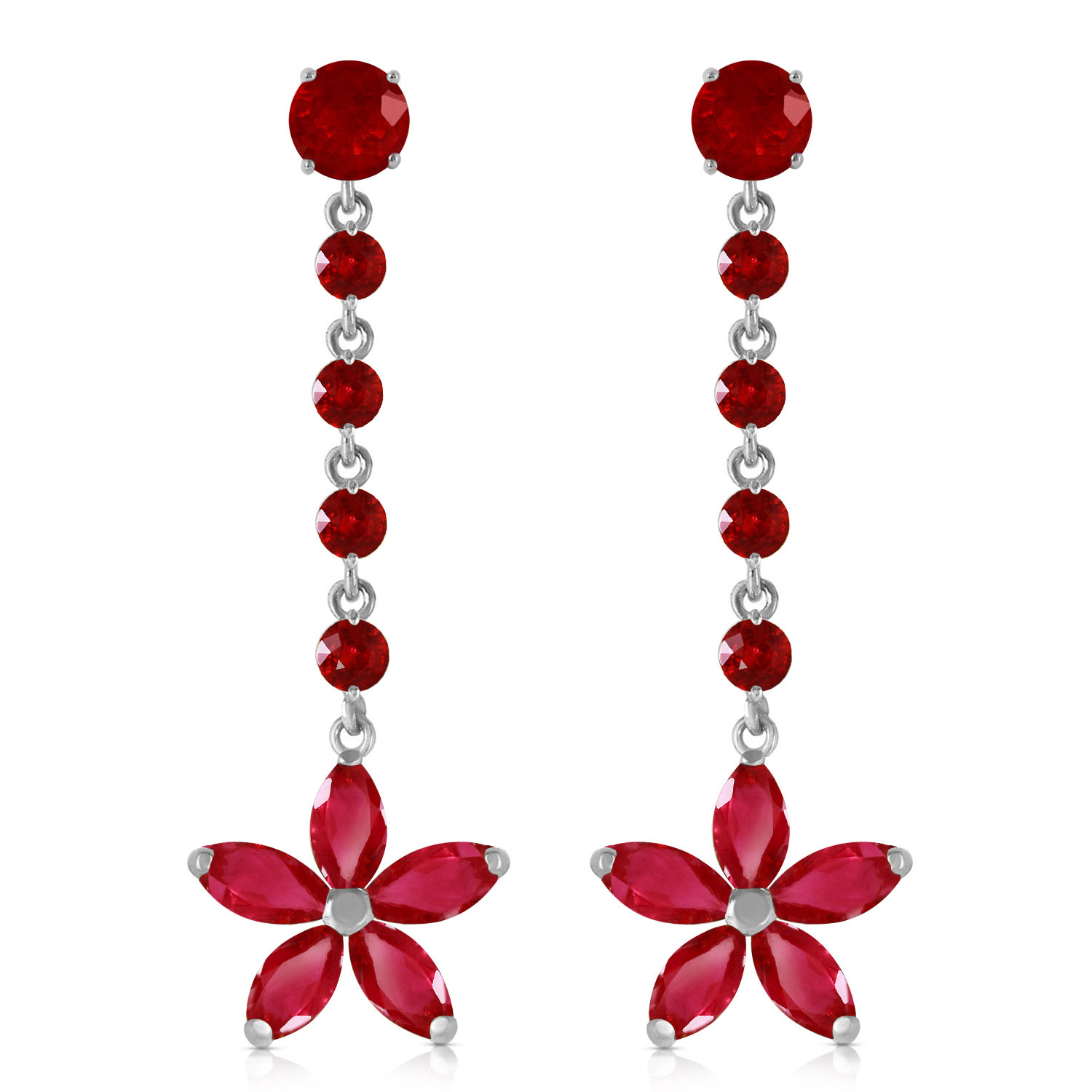 4.8 CTW 14K Solid White Gold Chandelier Earrings Ruby