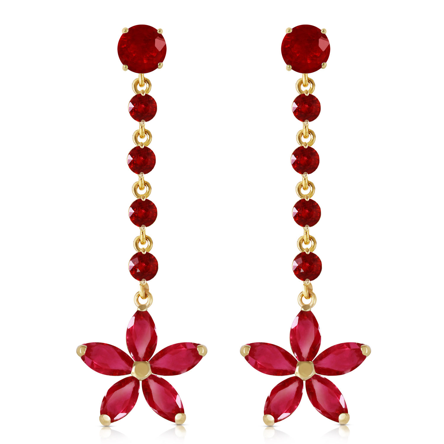 4.8 CTW 14K Solid Gold Chandelier Earrings Ruby