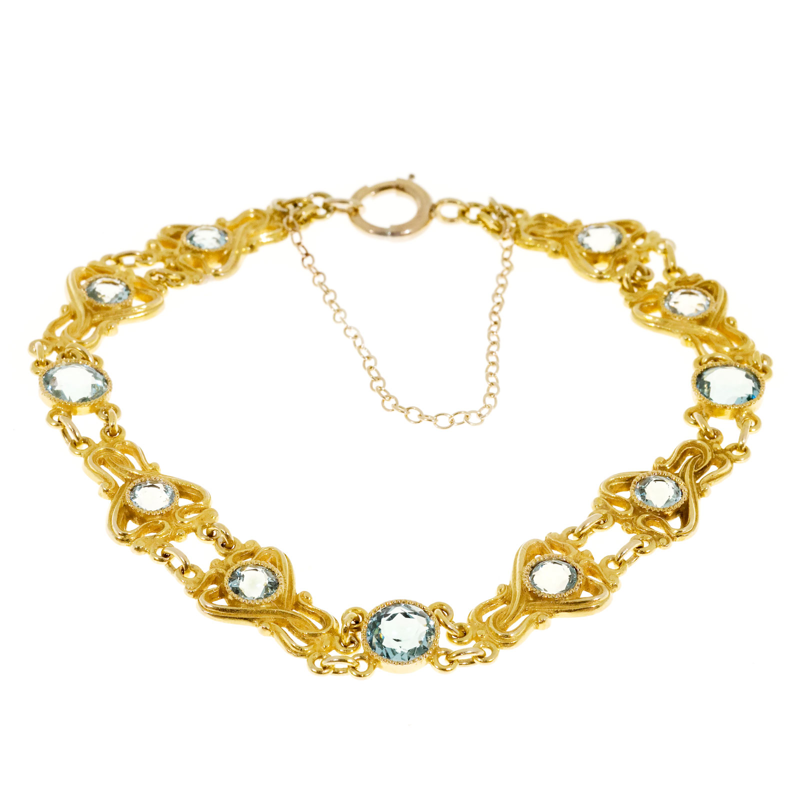 14K Yellow Gold with 4.50ct. Blue Zircon Bracelet