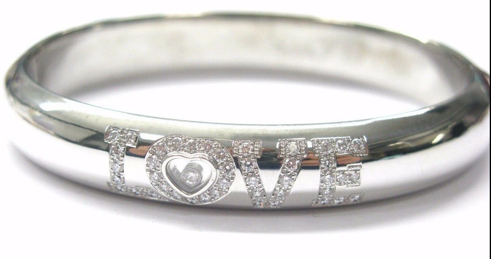 Chopard 18Kt LOVE Diamond White Gold Bangle Bracelet 66.3 Grams