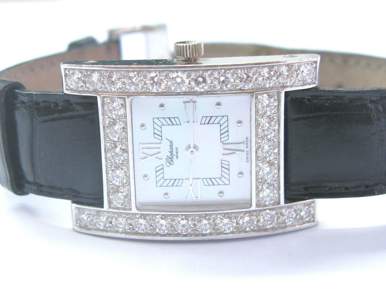 Chopard H Diamond 18k White Gold MOP Ladies Quartz Watch 13/6621