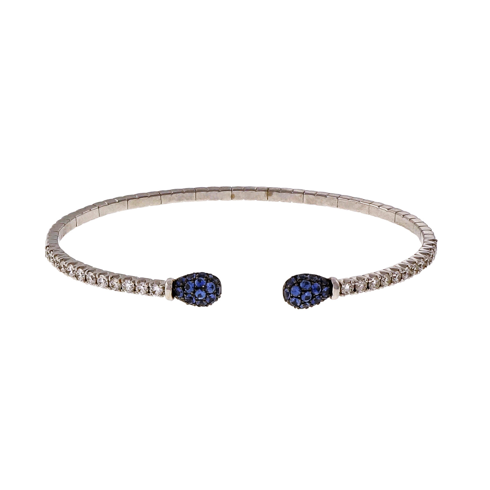 Spark 18K White Gold with Diamond  Sapphire Cuff Bracelet