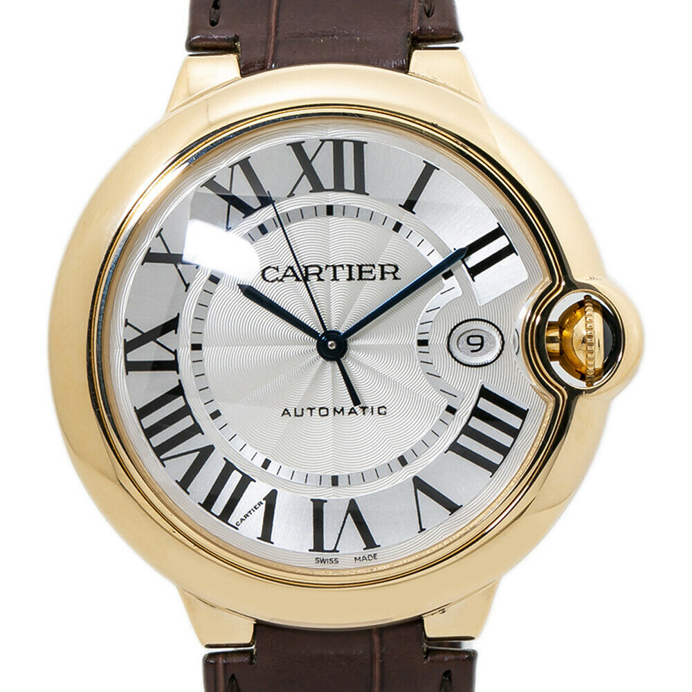 Cartier Ballon Bleu W6900551 Men's Automatic Silver Dial 18k Gold Watch 42MM